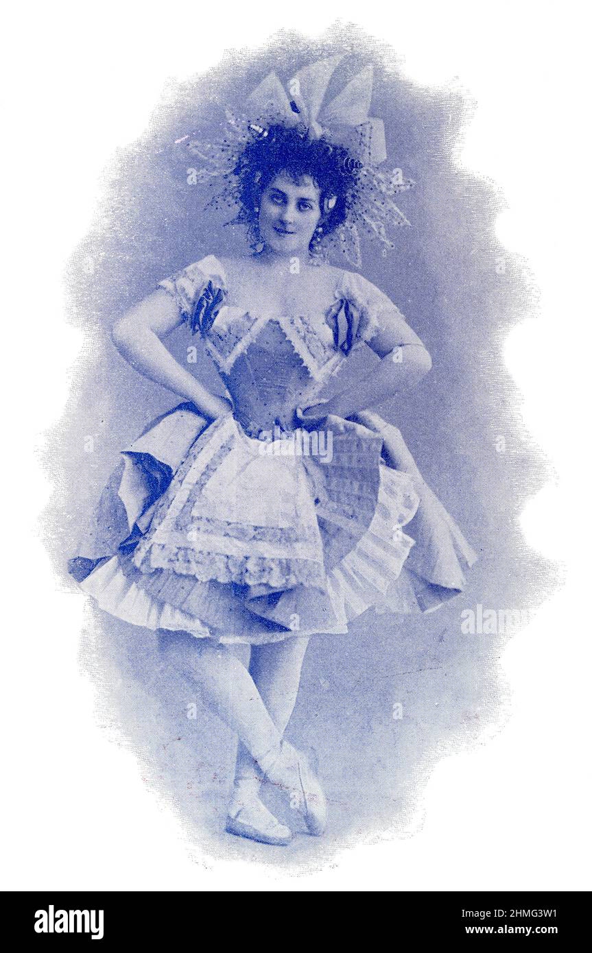 Portrait of Mademoiselle de Labounskaya - Russian dancer. Image from the illustrated Franco-German theater magazine 'Das Album', 1898. Stock Photo