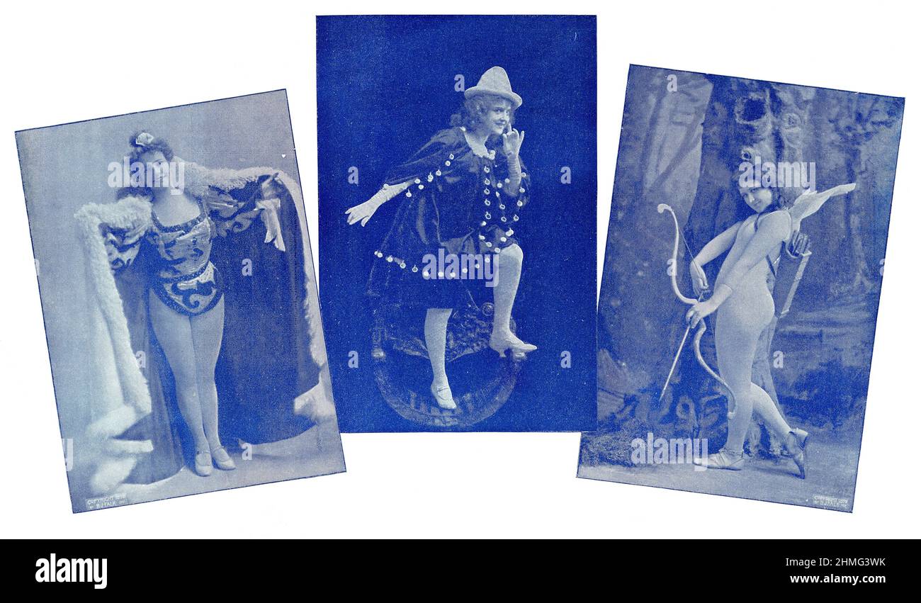 Portraits of American artists of the pantomime theater. Image from the illustrated Franco-German theater magazine 'Das Album', 1898. Stock Photo