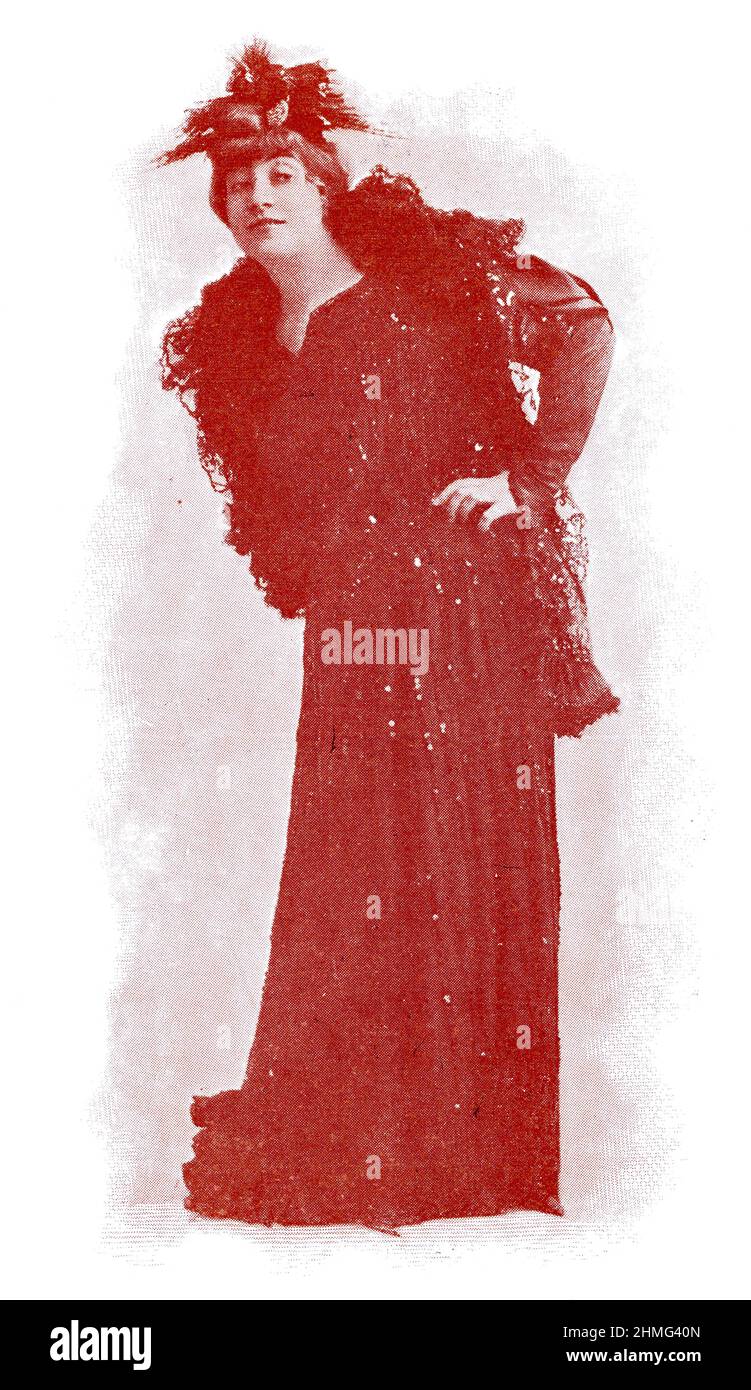 Portrait of Georgette Leblanc, French operatic soprano, actress, author. Image from the illustrated Franco-German theater magazine 'Das Album', 1898. Stock Photo
