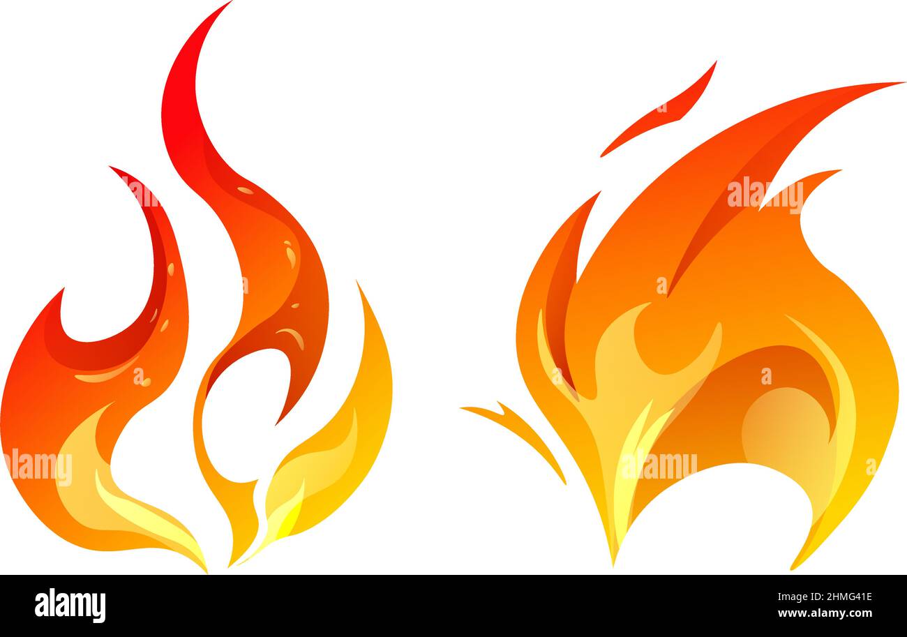 Flame and fire tongues, ignition and blazing icon Stock Vector