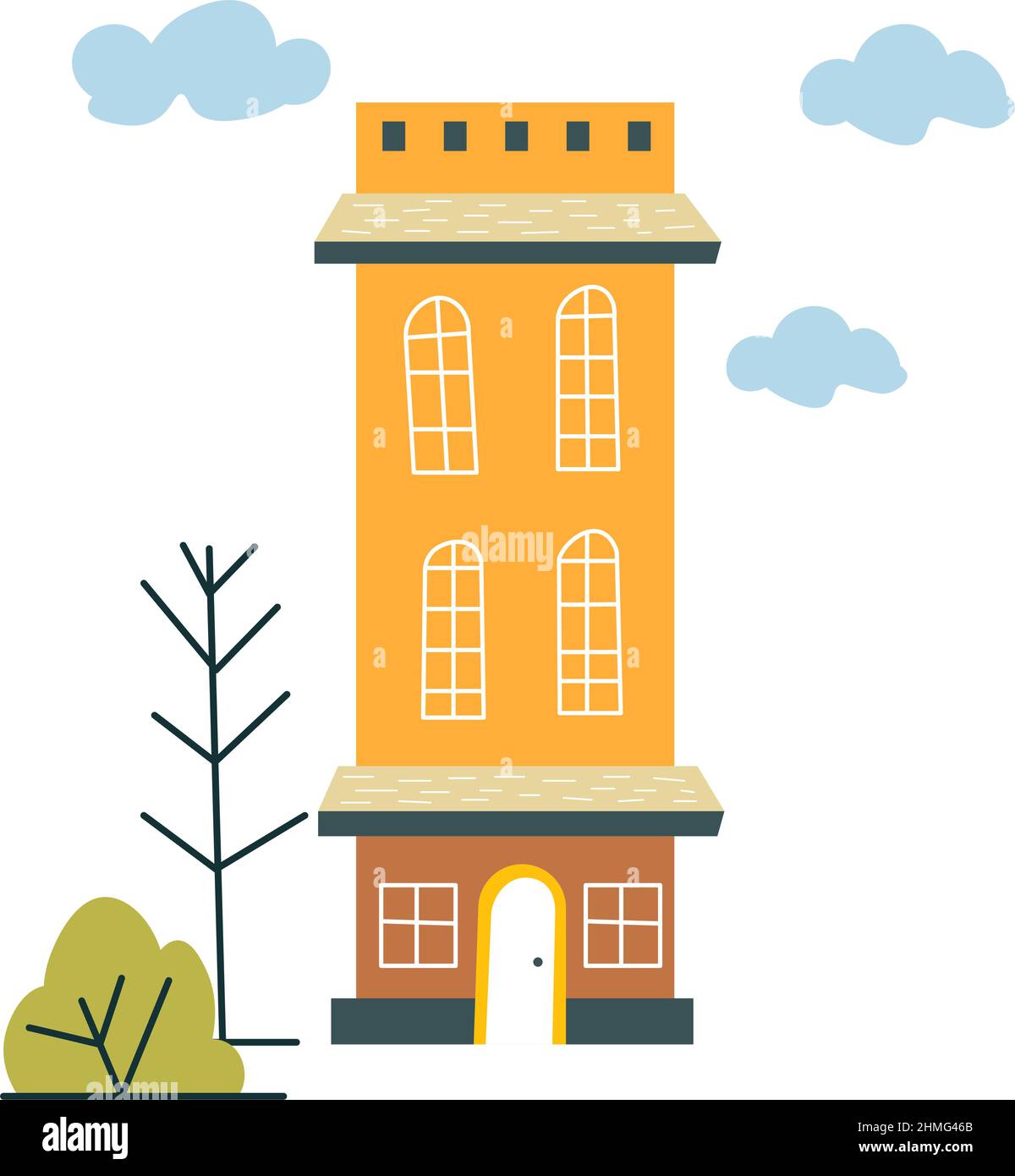 Architecture and facade of building with apartment Stock Vector Image ...