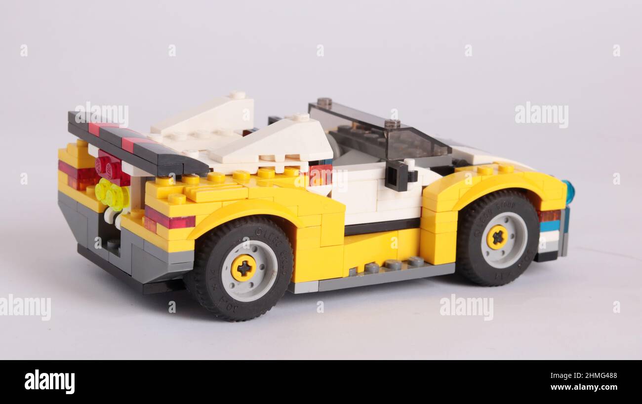 creating making sport car from brick Stock Photo