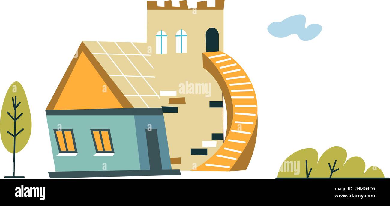 House real estate property with garden vector Stock Vector Image & Art ...