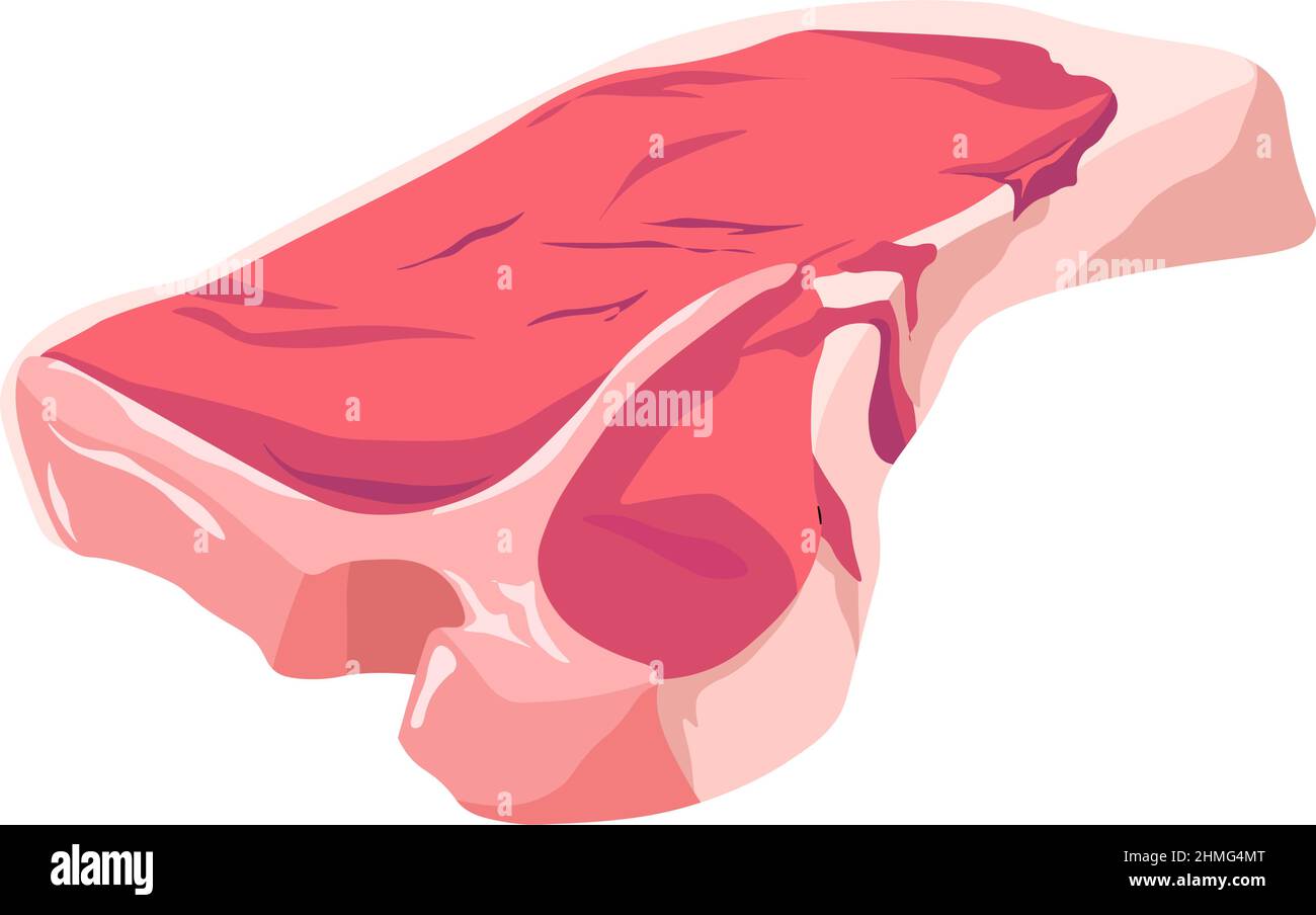 Pork leg outside steak, boneless cut meat butchery Stock Vector Image
