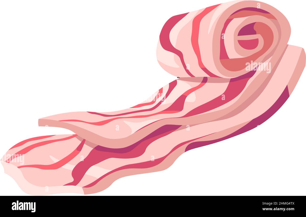 Side pork sliced, bacon with fat meat cut butchery Stock Vector Image