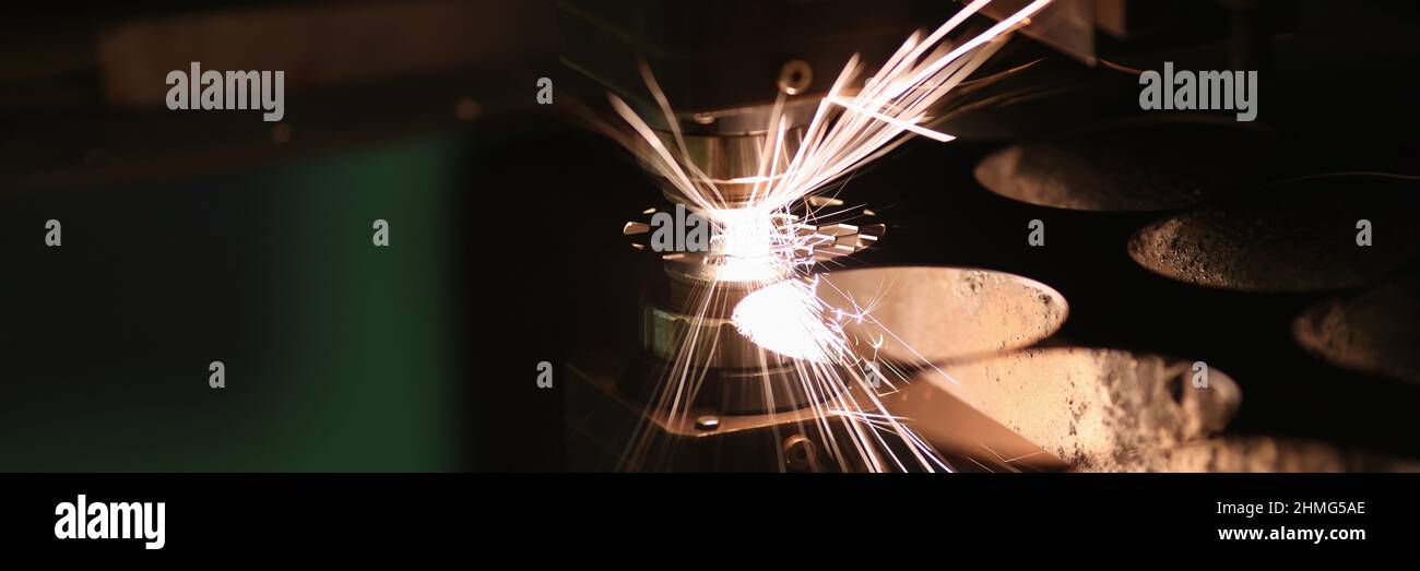 Technology for high precision cutting. Cnc laser cutting Stock Photo