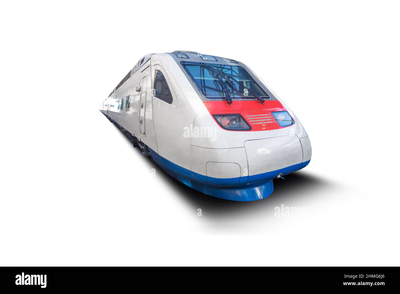 High speed passenger commuter train isolated on white background Stock Photo