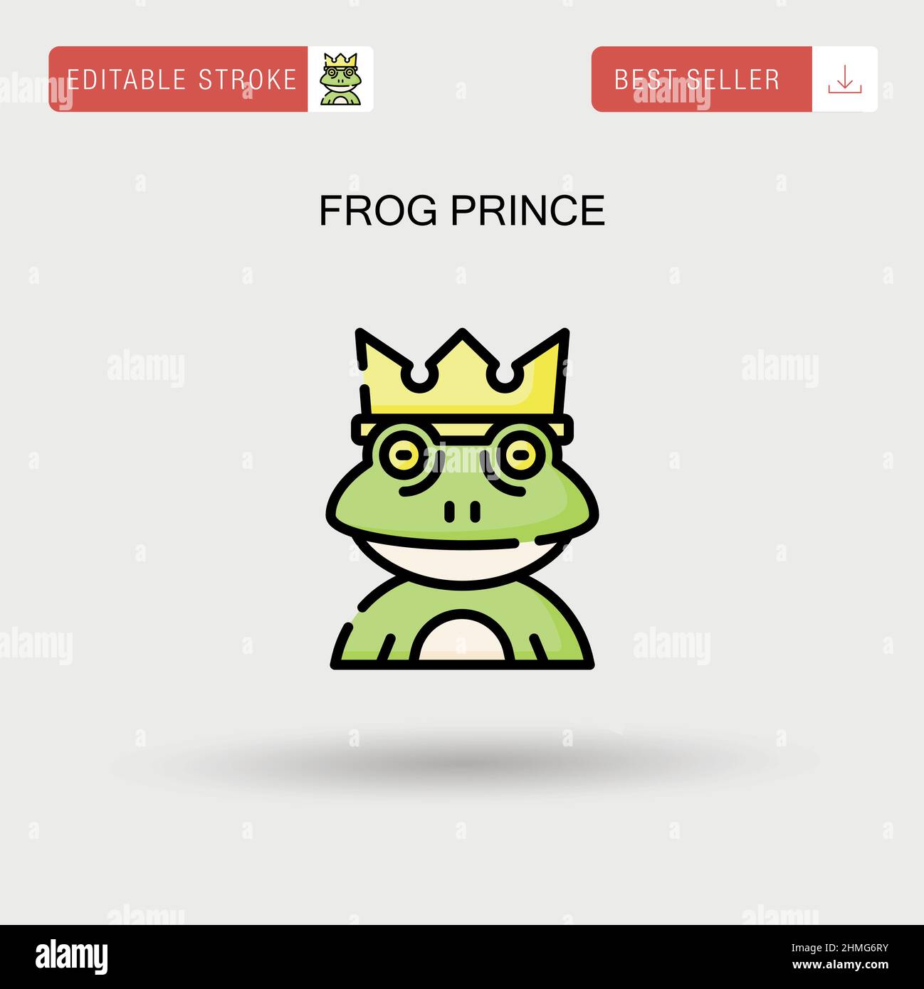 Frog prince Simple vector icon. Stock Vector