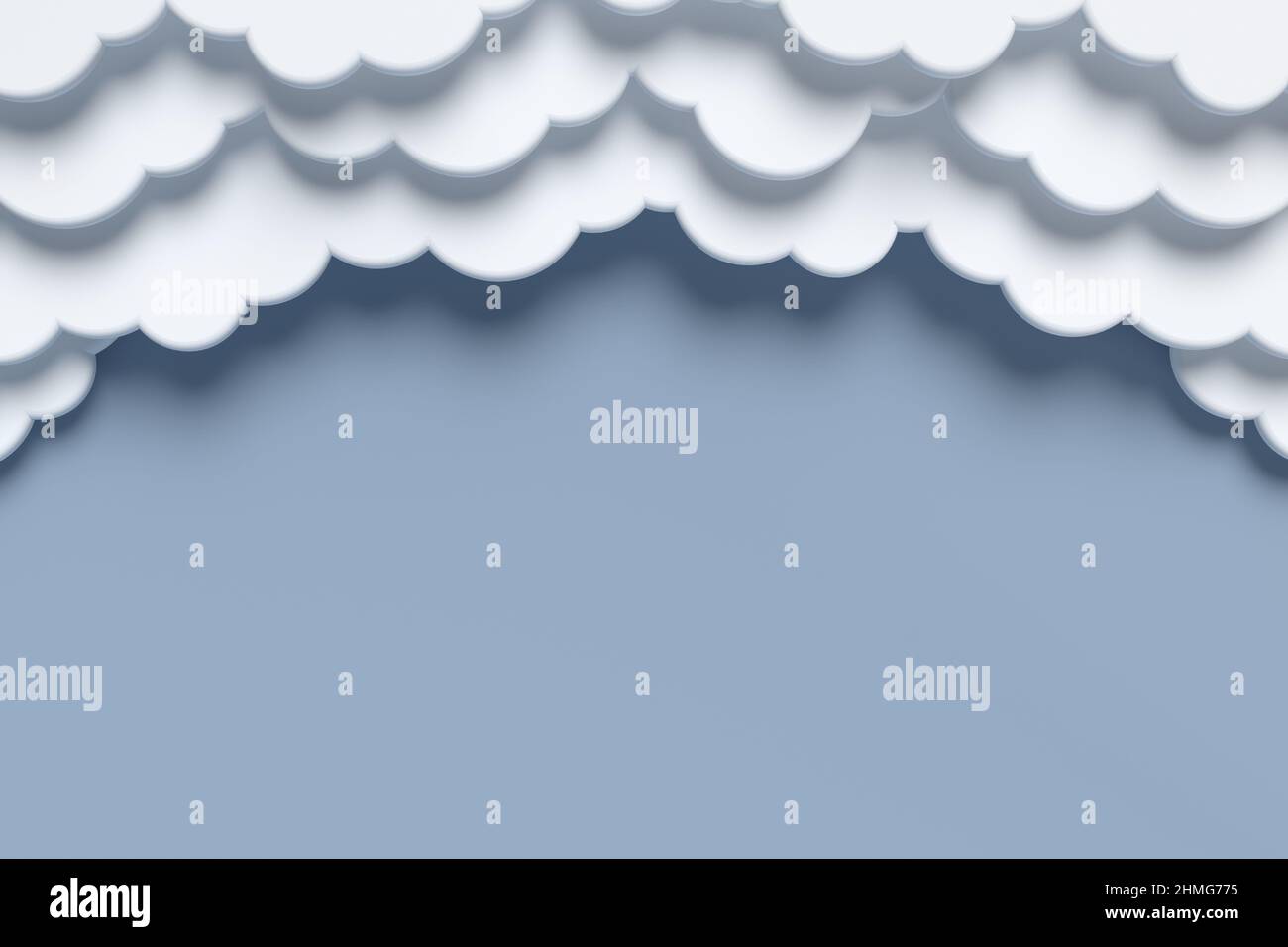 Paper cut white clouds on blue background Stock Photo - Alamy
