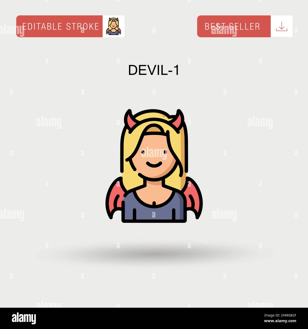 Devil-1 Simple vector icon. Stock Vector