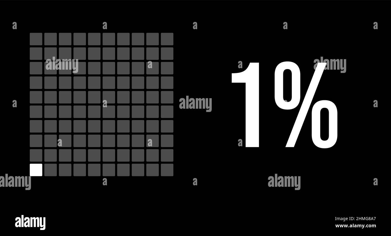 1 percent diagram, one percentage vector infographic. Rounded