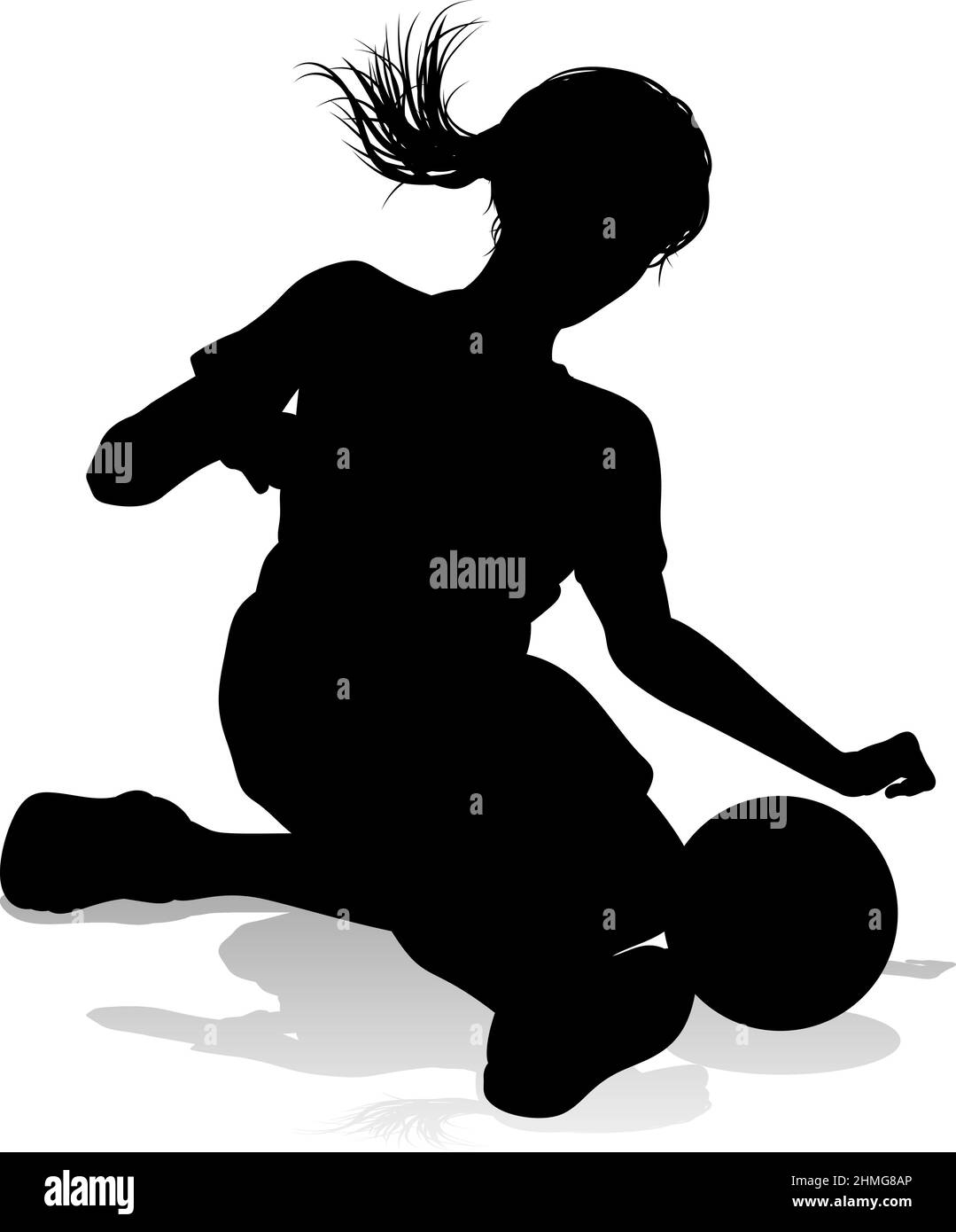 Female soccer football player silhouette Cut Out Stock Images