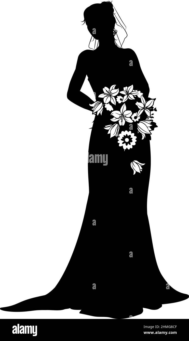 Bride Bridal Wedding Dress Silhouette Woman Design Stock Vector Image