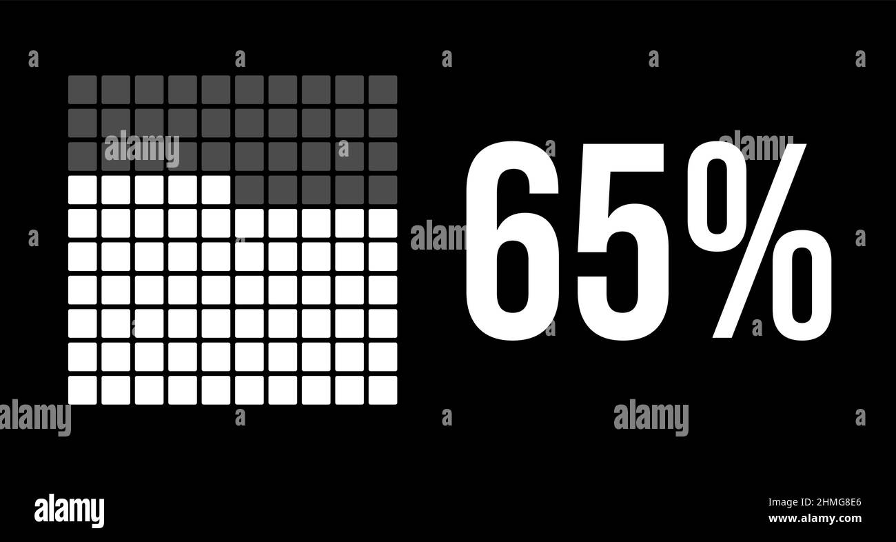 65 percent diagram, sixty-five percentage vector infographic. Rounded ...