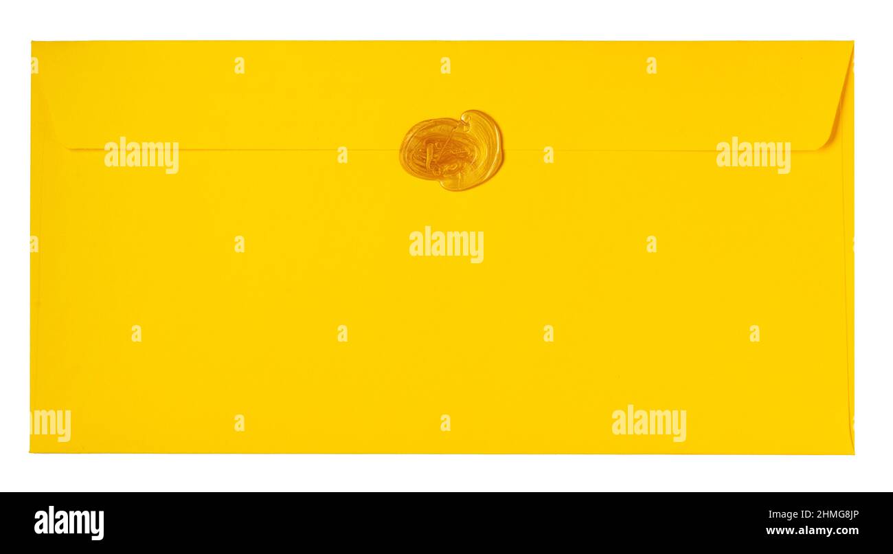 yellow envelope isolated on white background Stock Photo - Alamy