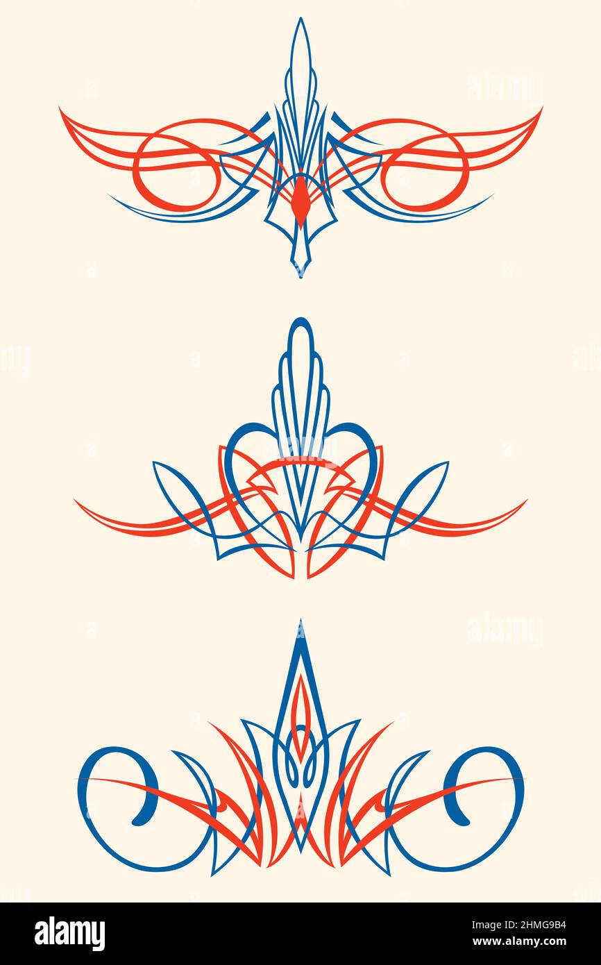 Old school pinstriping graphic vector ornaments Stock Vector Image