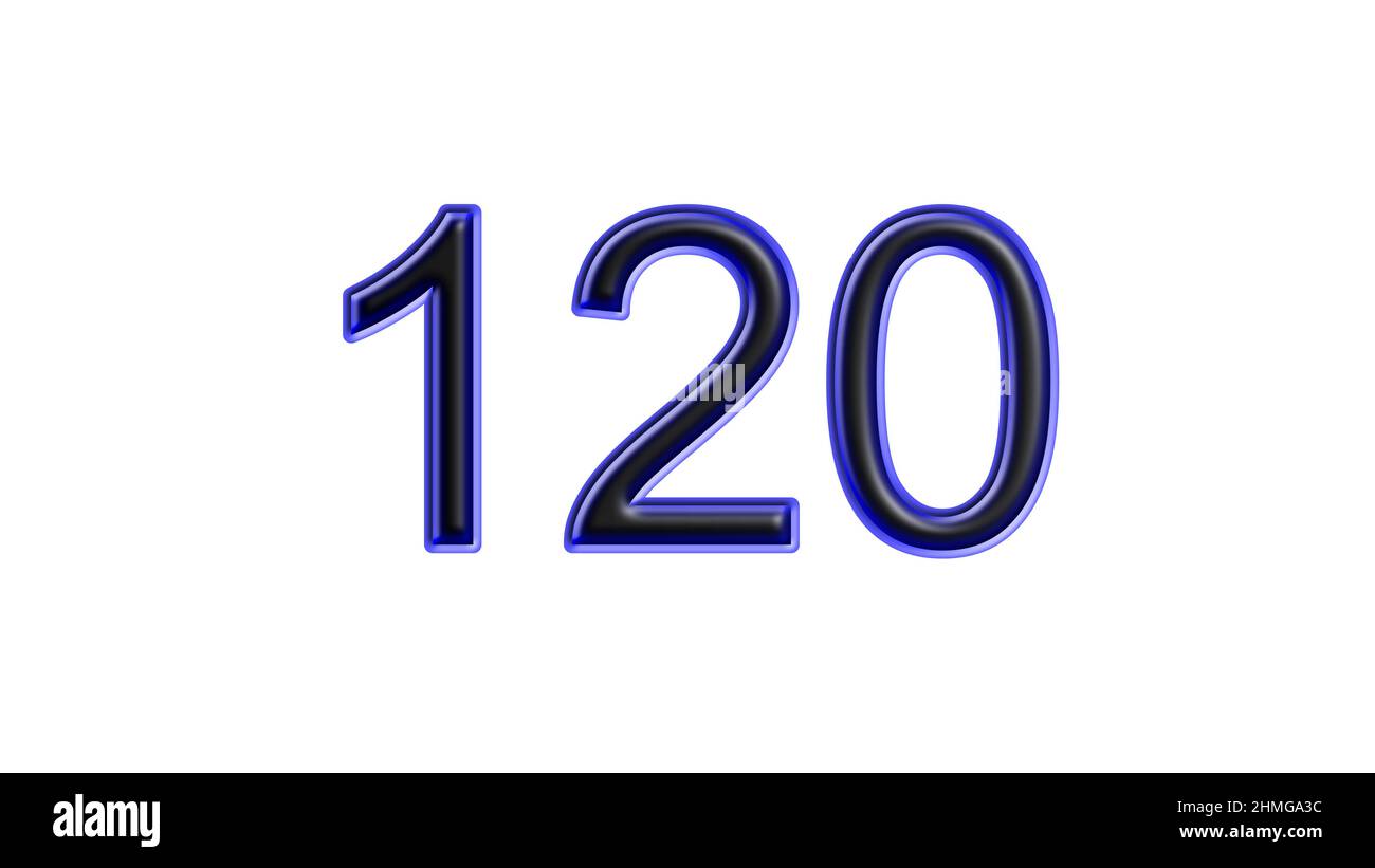 blue 120 number 3d effect white