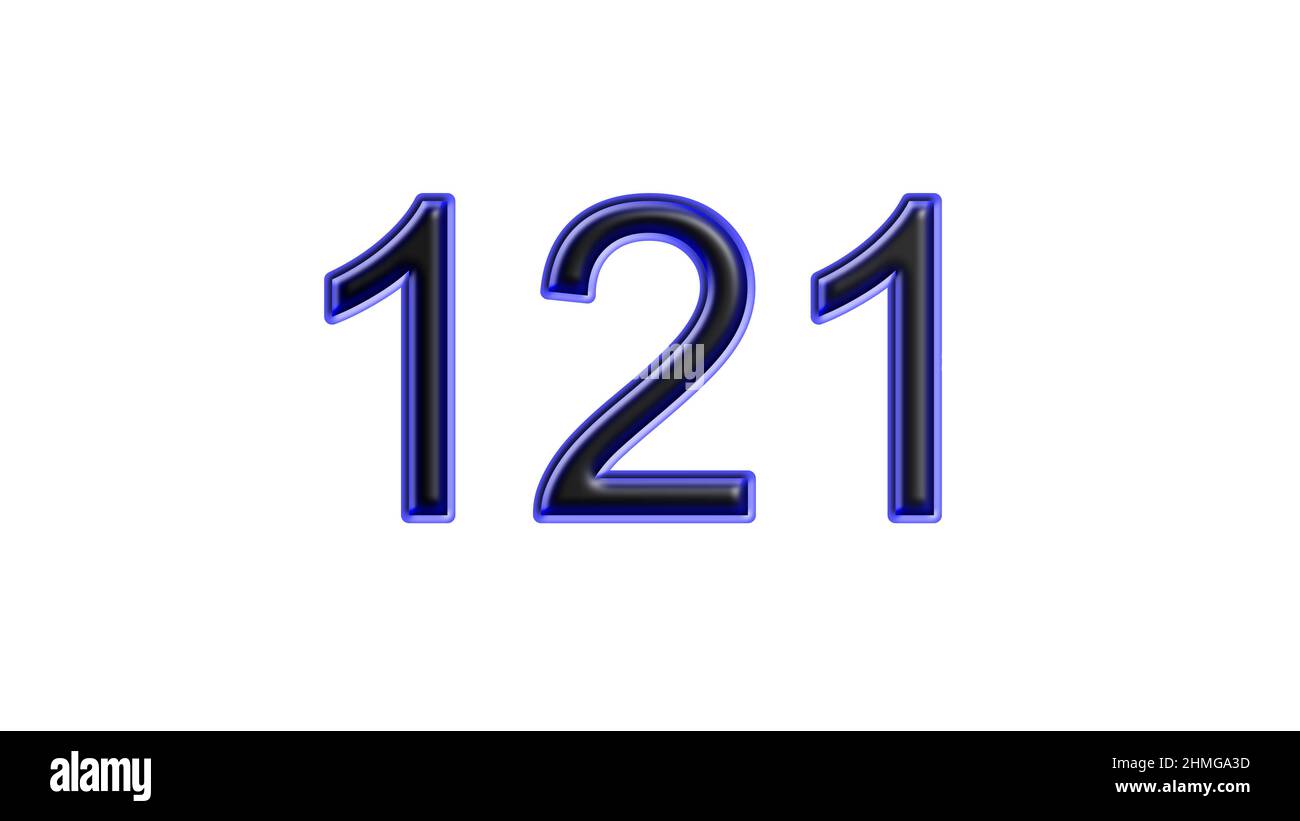 blue 121 number 3d effect white background Stock Photo - Alamy