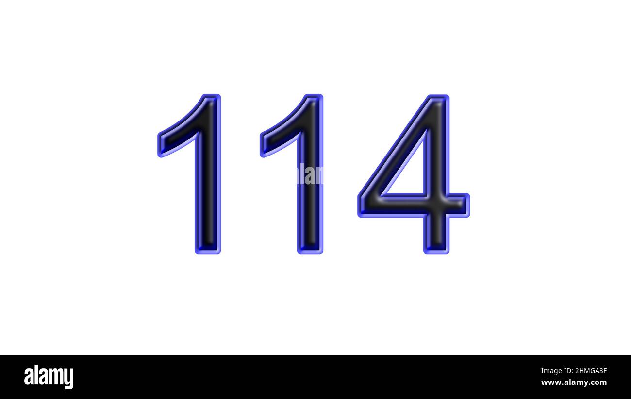 blue 114 number 3d effect white background Stock Photo