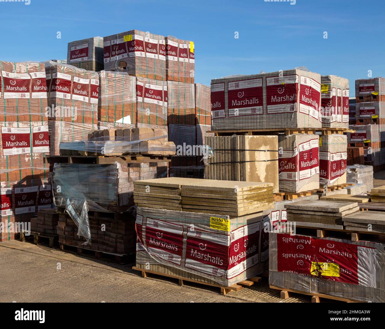 Piles of bricks in Jewson builders merchant yard, Martlesham, Suffolk