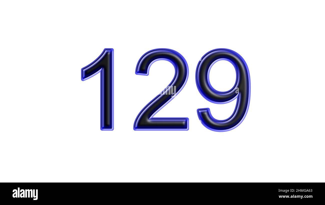 blue 129 number 3d effect white background Stock Photo Alamy