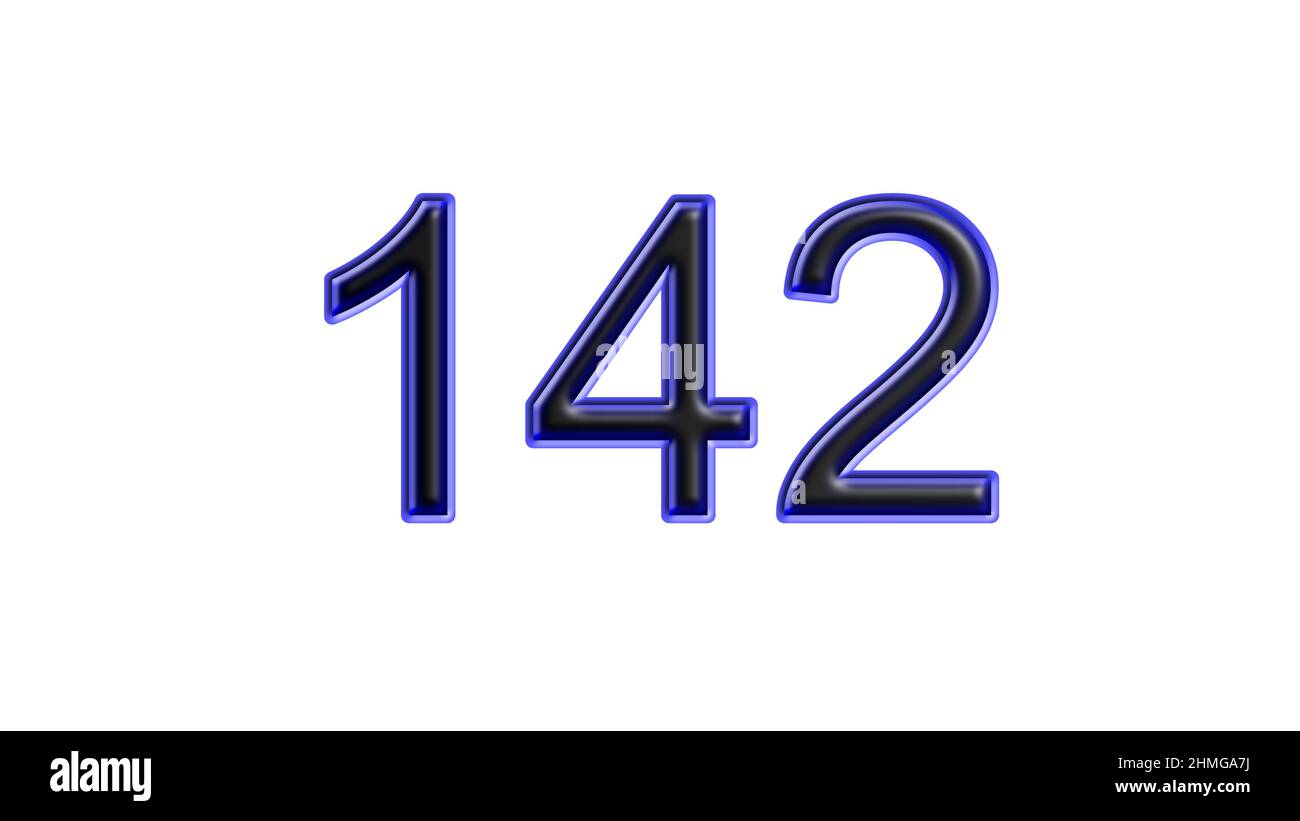 2 142 blue 142 number 3d effect white background Stock Photo - Alamy