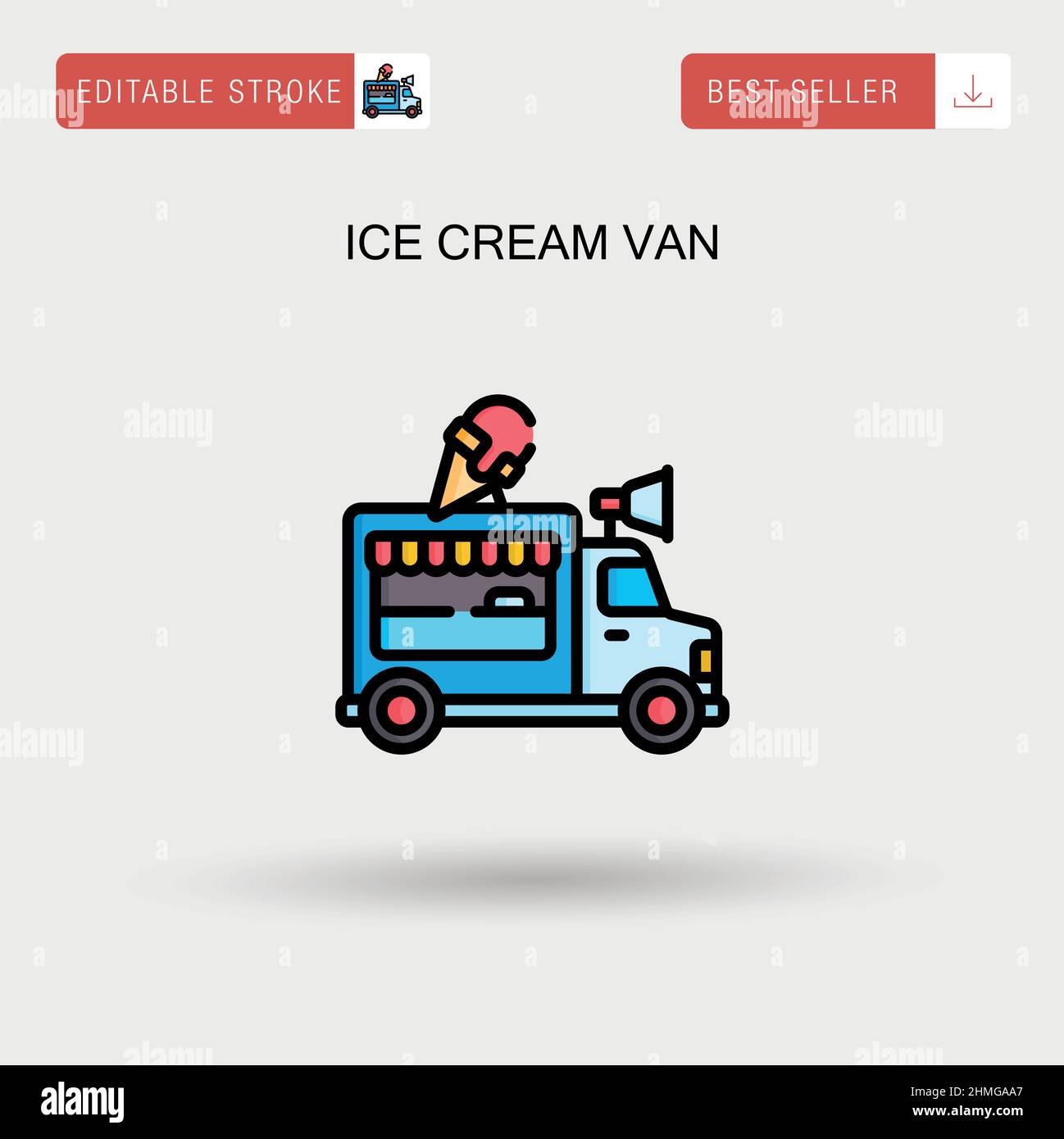 Ice cream van Simple vector icon. Stock Vector