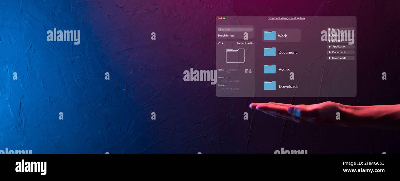 Document management concept. Virtual screen icons Document Management ...
