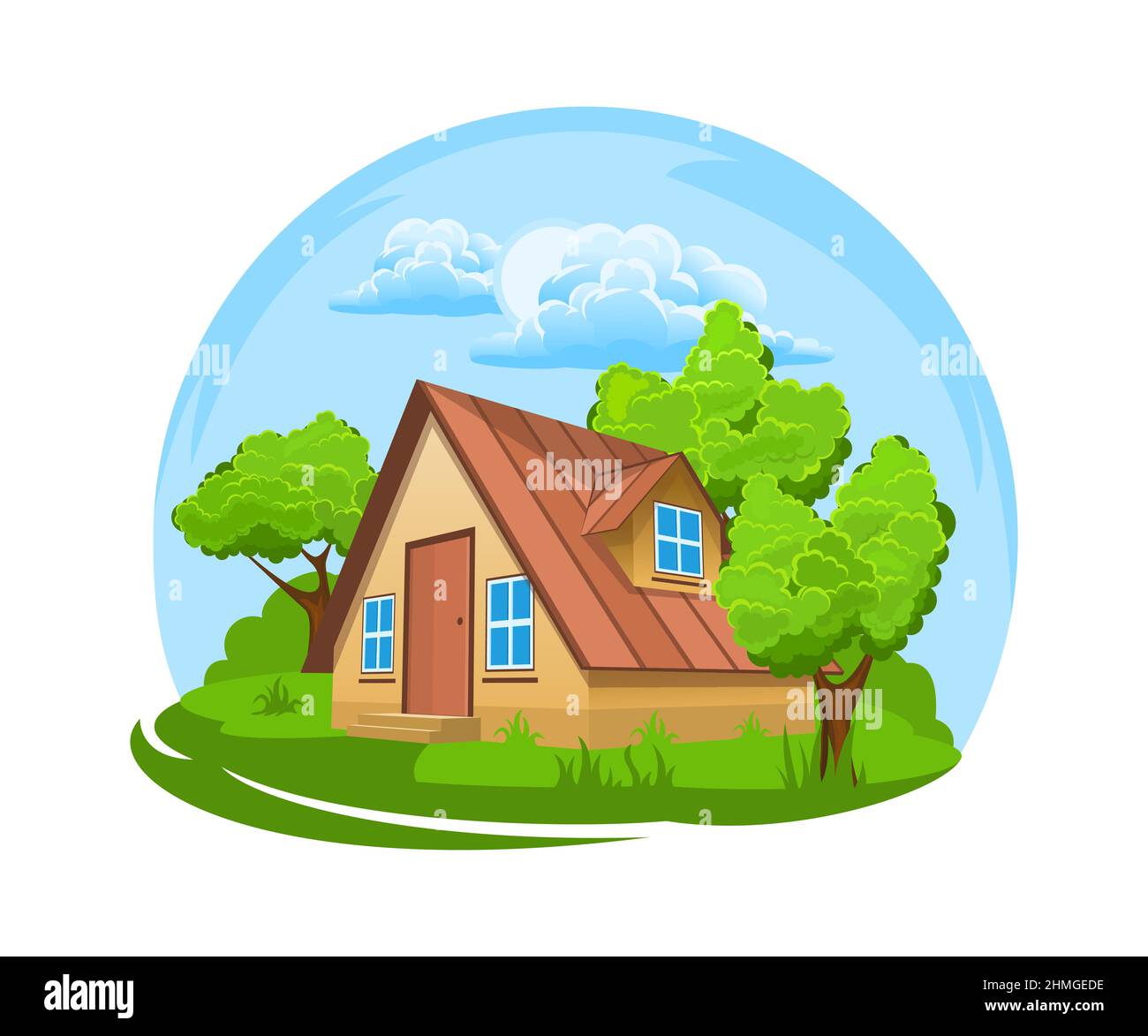 Summer landscape. House surrounded by trees Stock Vector Image & Art ...