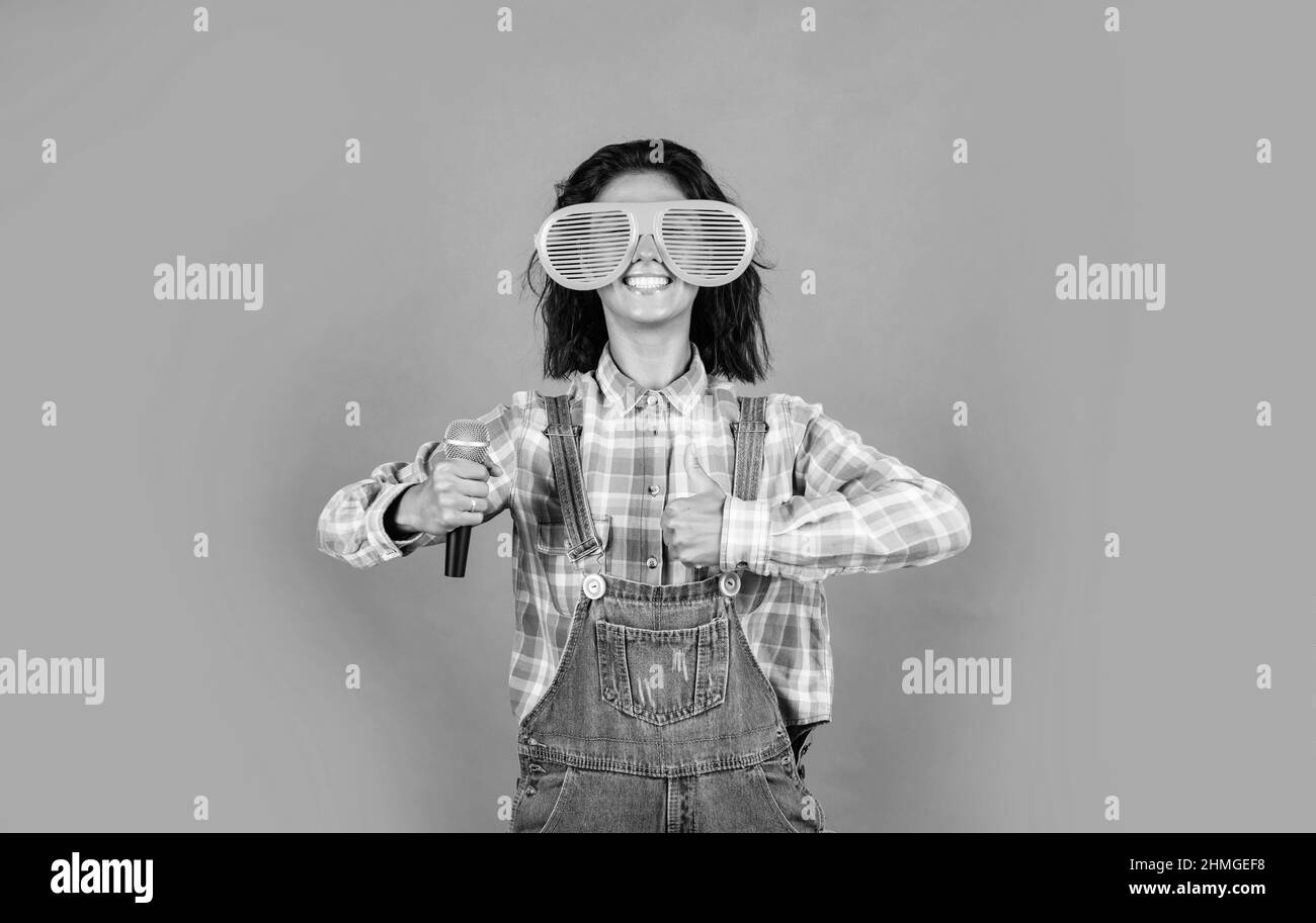 Singing microphone denim Black and White Stock Photos & Images - Alamy