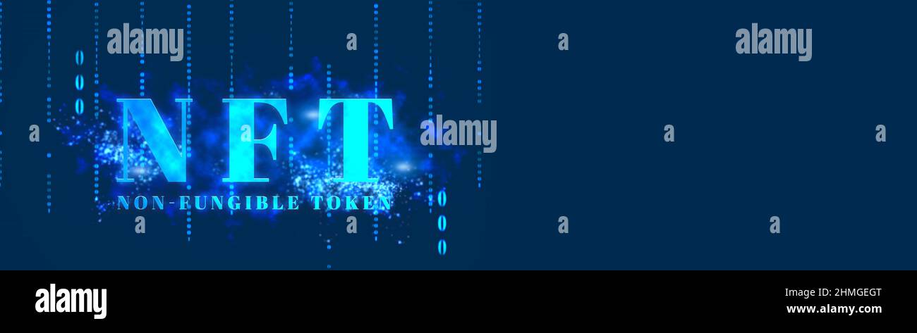NFT. Metaverse. Digital art. Banner. Copy space. Stock Photo