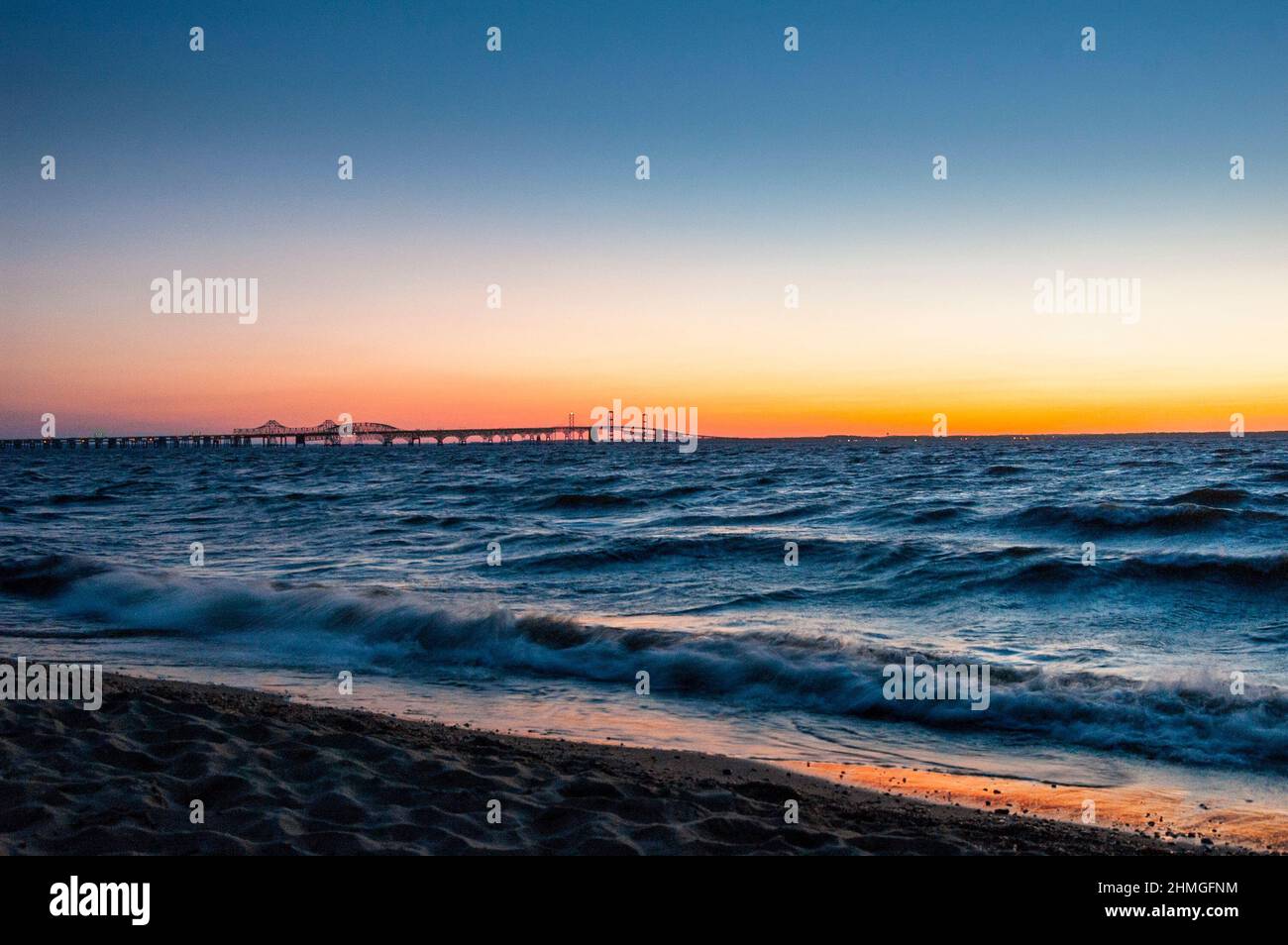 Eastern Shore of the Chesapeake Bay from Terrapin Nature Park in Maryland. Stock Photo