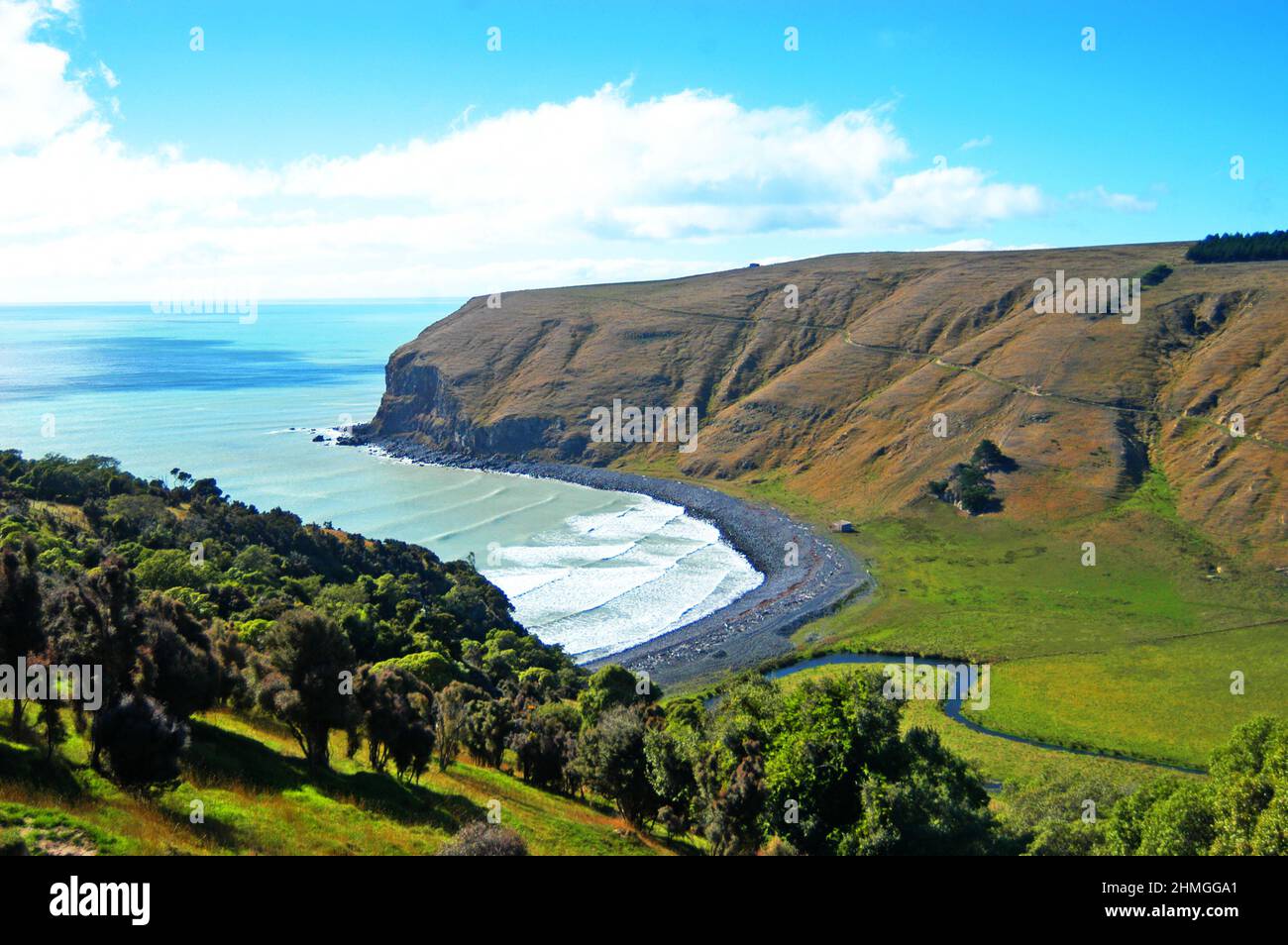 beach, Banks Peninsula, South island, New Zealand Stock Photo