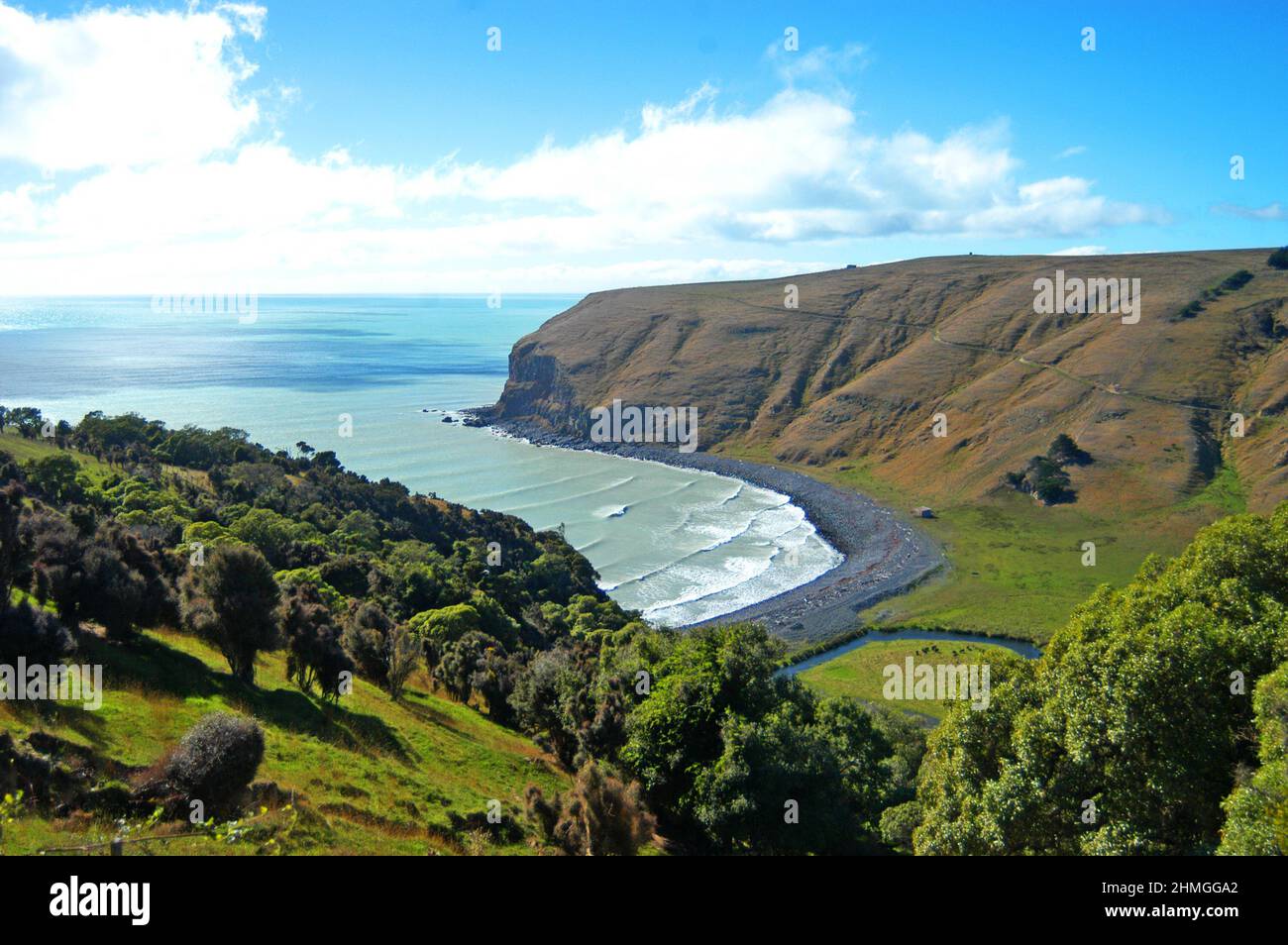 beach, Banks Peninsula, South island, New Zealand Stock Photo