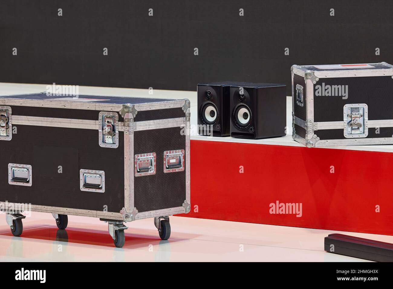 Rugged transportation cases for audio video lighting equipment. Studio set Stock Photo Alamy