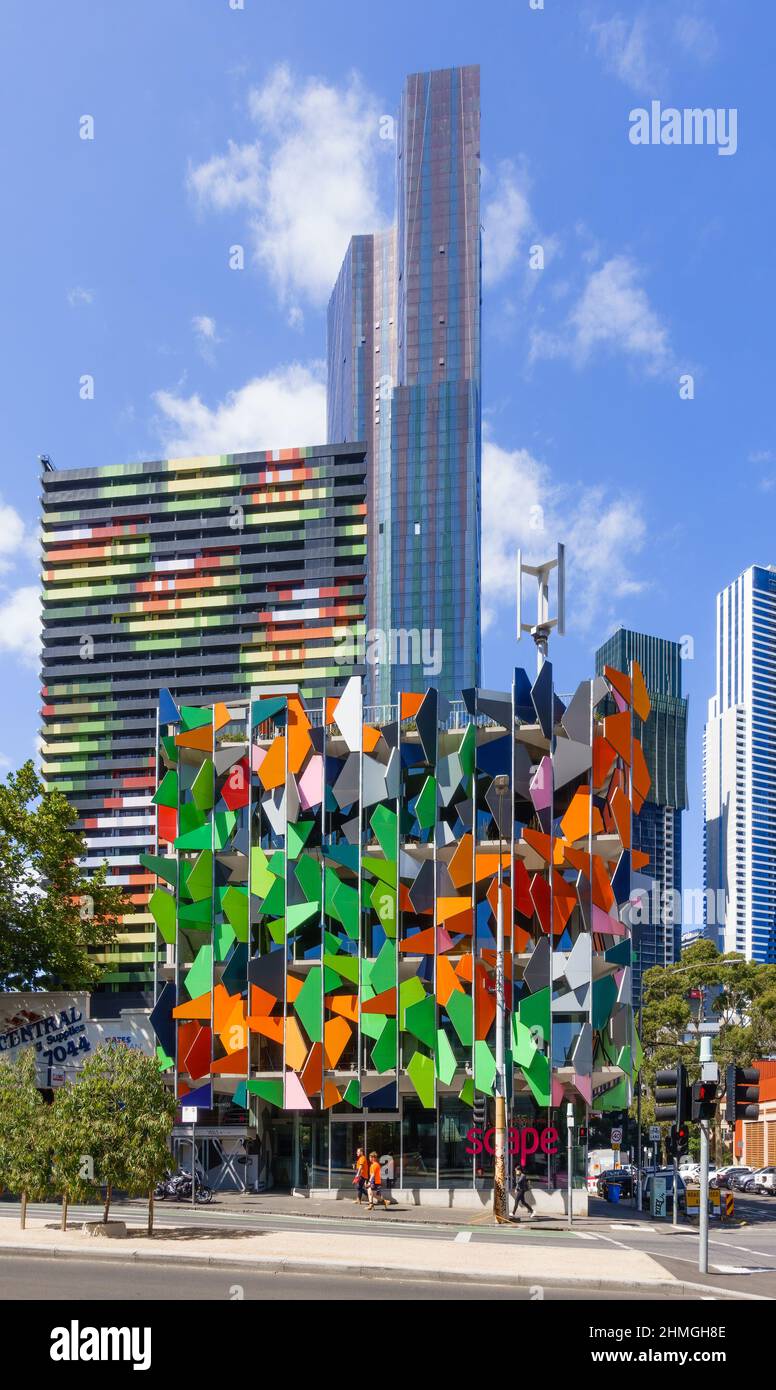 Melbourne,  Australia - Colourful Pixel building by Studio 505 Stock Photo