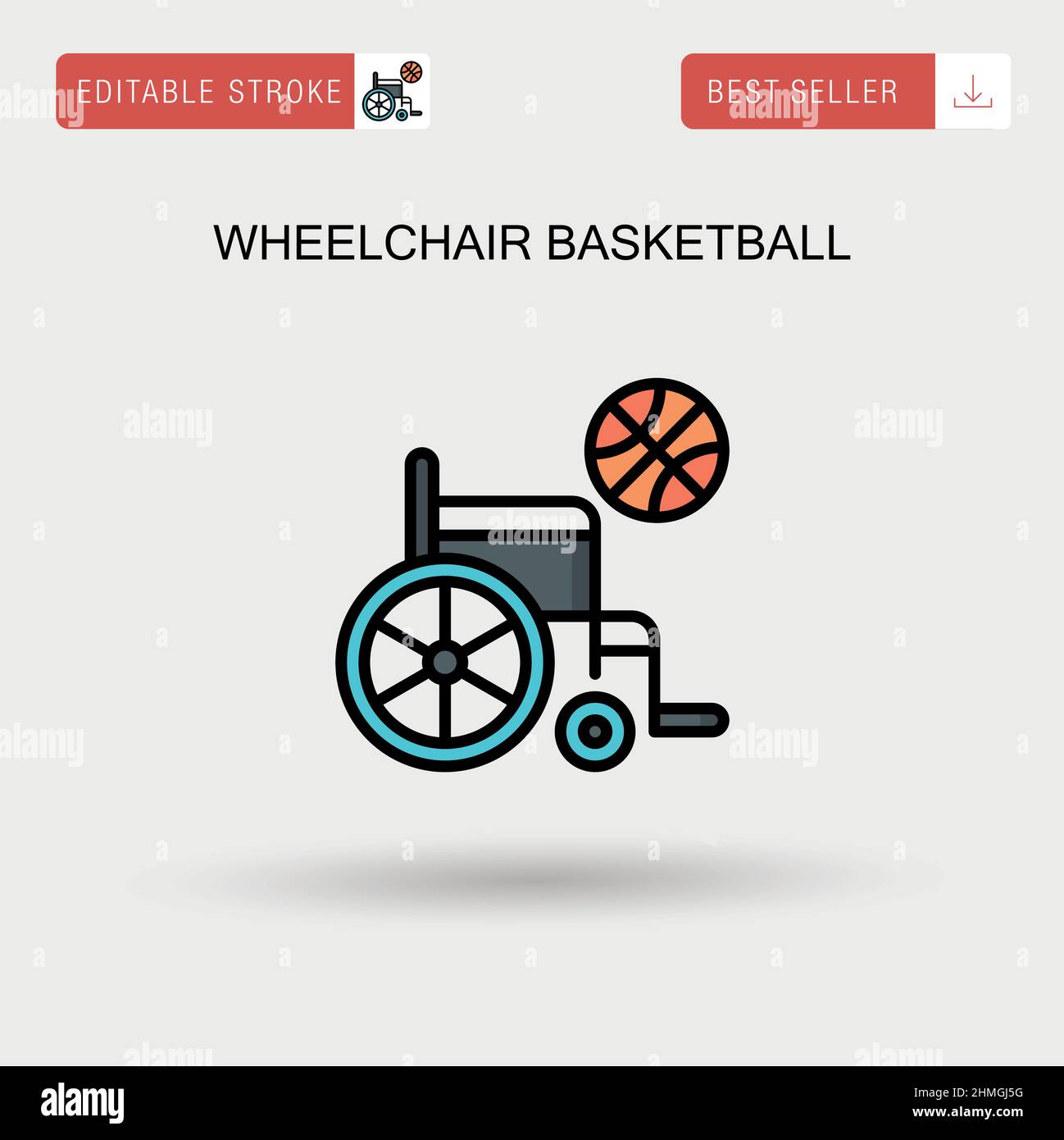 Wheelchair basketball Simple vector icon. Stock Vector