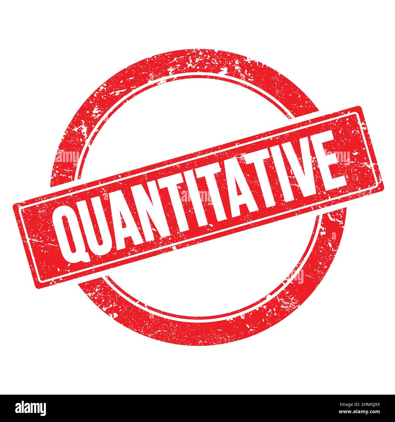 QUANTITATIVE text on red grungy round vintage stamp Stock Photo - Alamy