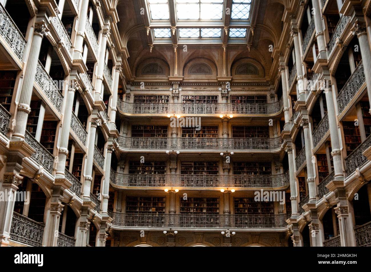 The George Peabody Library in Baltimore, Maryland. Stock Photo