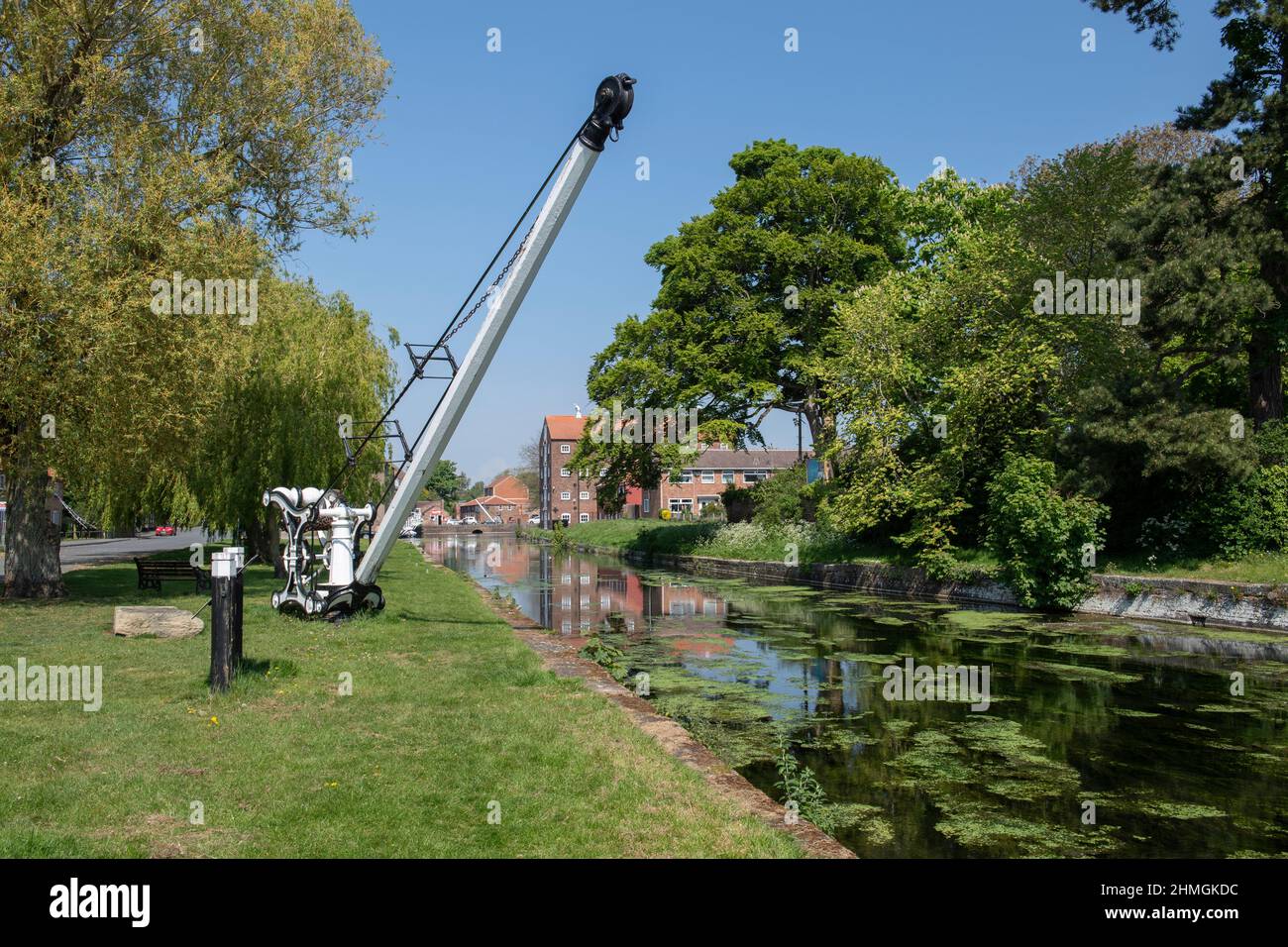 An old crane next to the canal at Riverhead in Driffield, East Yorkshire. Stock Photo