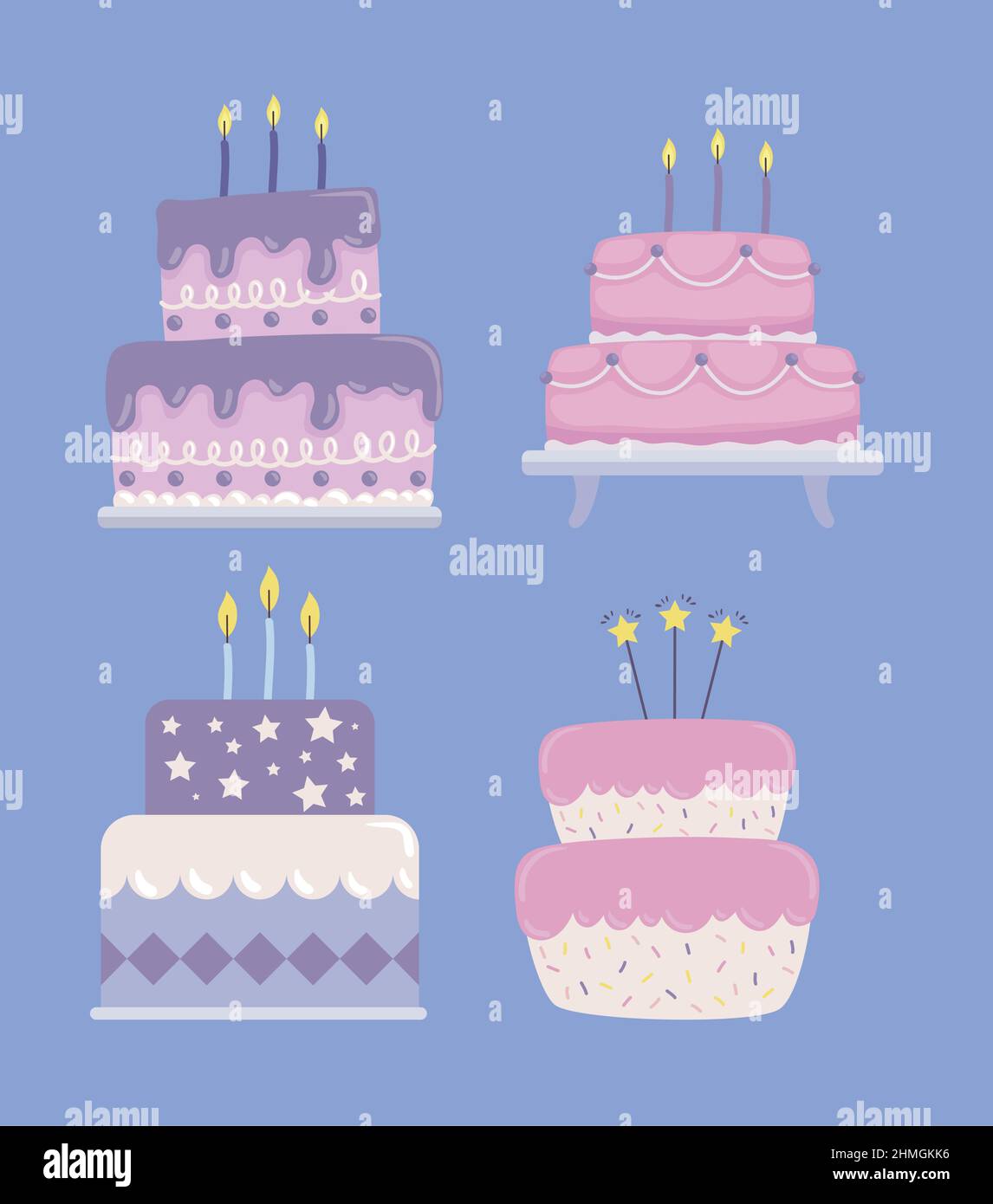 Birthday cakes candles celebrations Stock Vector Images - Alamy