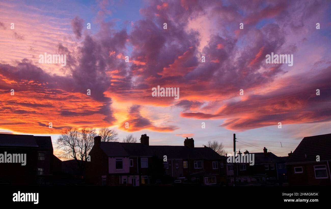 Sunset over Sacriston, County Durham Stock Photo