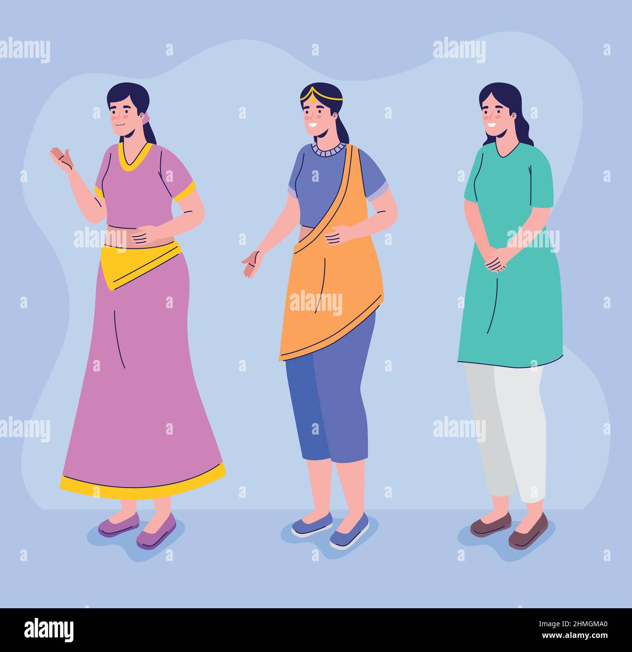 Indian women in traditional dress Stock Vector Images - Alamy