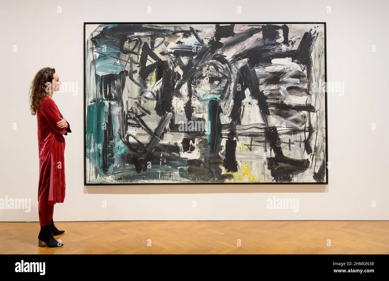 Thaddaeus Ropac, London, UK, 10 February 2022. First solo exhibition of Italian Expressionist artist Emilio Vedova’s (1919-2006) large canvases in the UK, all from the documenta 7 exhibition in 1982. These paintings are shown alongside a selection of important works from the 1980s, a period considered the pinnacle of the artist’s career. Presented in association with the Fondazione Emilio e Annabianca Vedova, this exhibition marks the fourth decade since his participation in documenta 7 in Kassel and the 40th Venice Biennale, held in the same year. Stock Photo