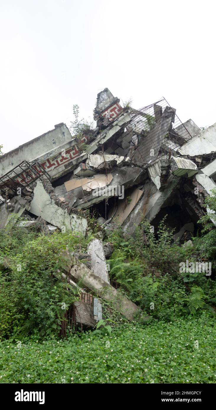Damage buildings after the earthquake in Wenchuan, Sichuan, China Stock Photo