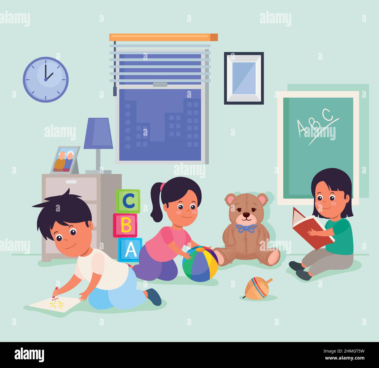 kindergarten classroom scene Stock Vector Image Art Alamy