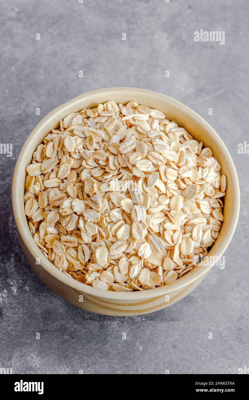 Rolled oats or oat flakes, top view,Healthy lifestyle, healthy eating