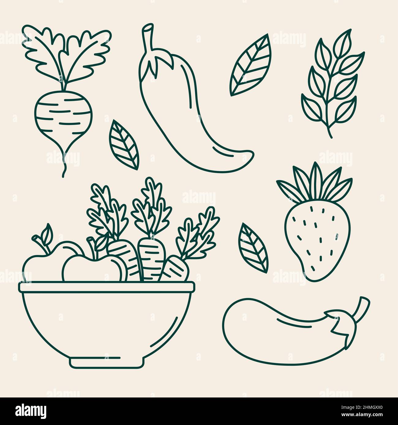 set of fruits and vegetables Stock Vector Image & Art - Alamy