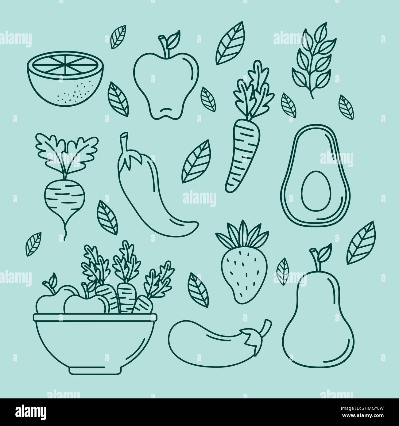 fruits and vegetables icons Stock Vector Image & Art - Alamy