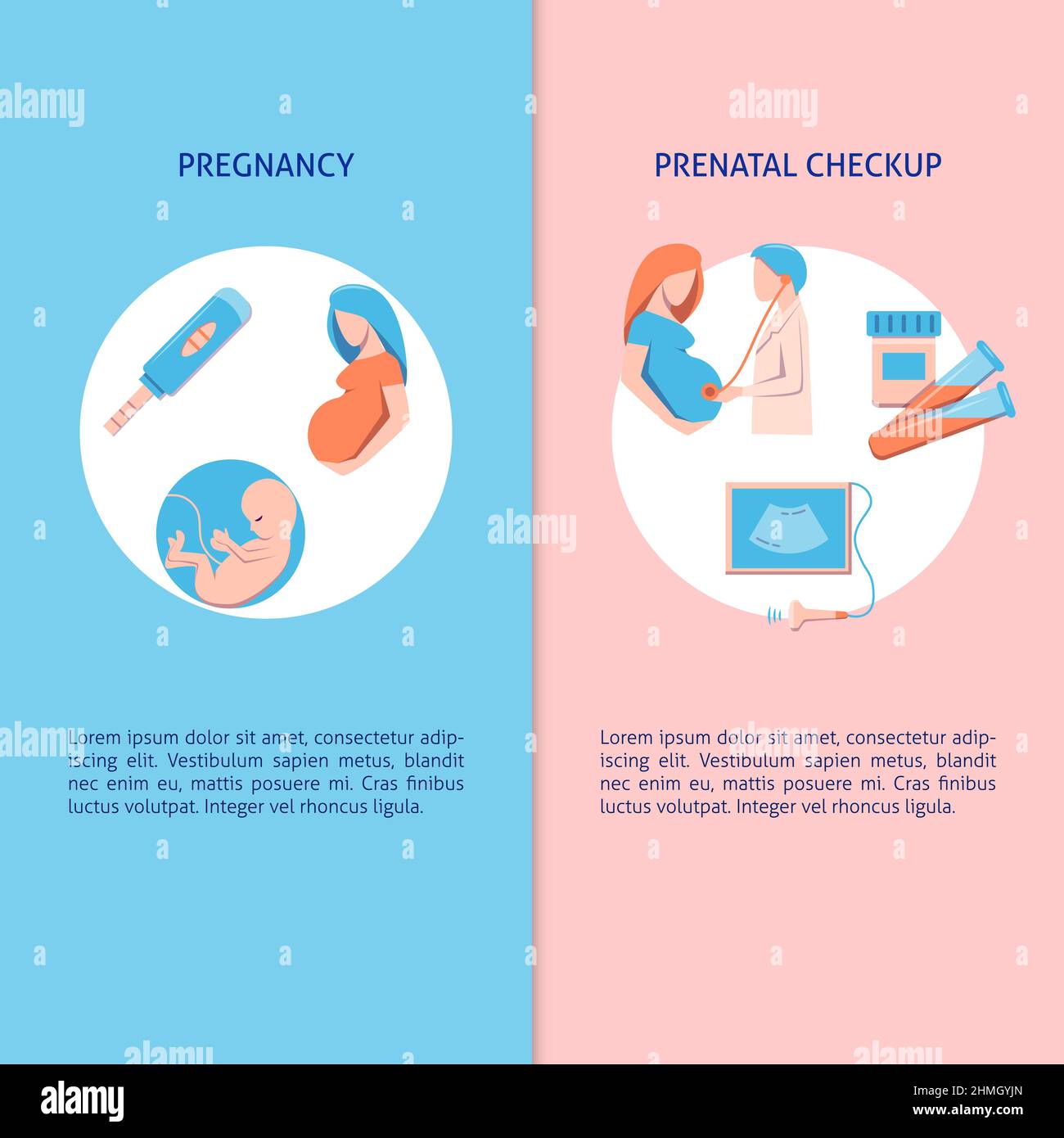 Pregnancy and prenatal checkup banner templates. Medical and healthcare